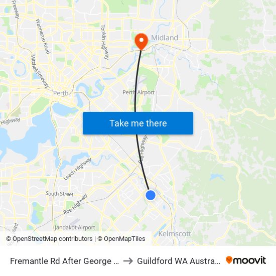 Fremantle Rd After George St to Guildford WA Australia map