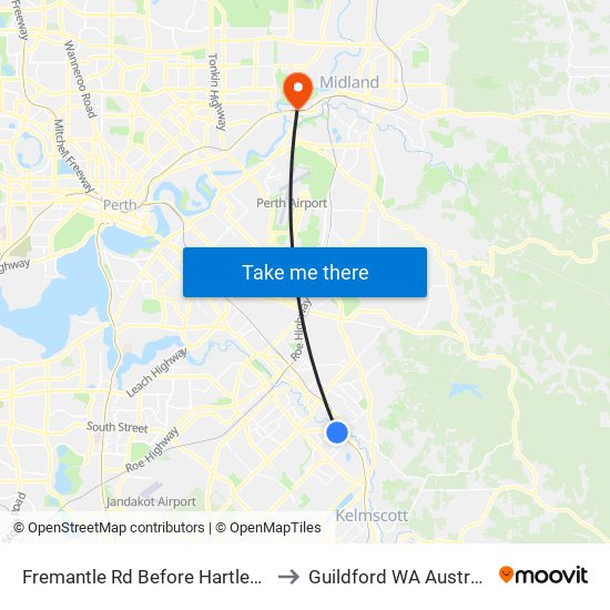 Fremantle Rd Before Hartley St to Guildford WA Australia map