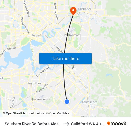 Southern River Rd Before Aldenham Dr to Guildford WA Australia map