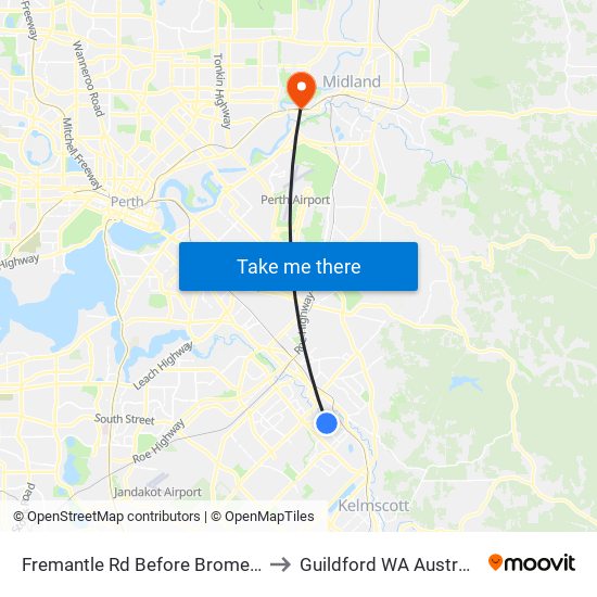 Fremantle Rd Before Brome St to Guildford WA Australia map