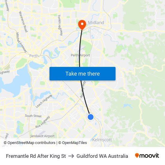 Fremantle Rd After King St to Guildford WA Australia map