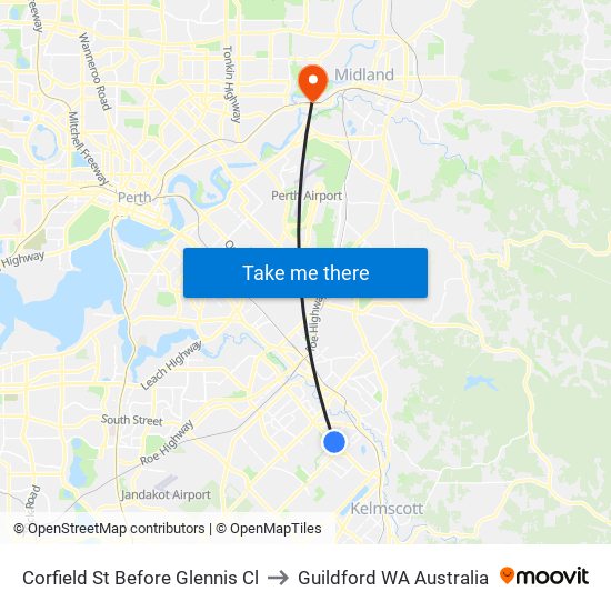 Corfield St Before Glennis Cl to Guildford WA Australia map