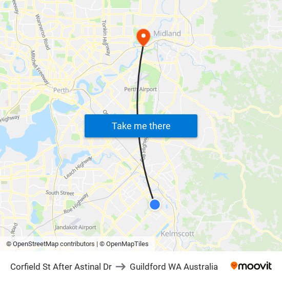 Corfield St After Astinal Dr to Guildford WA Australia map