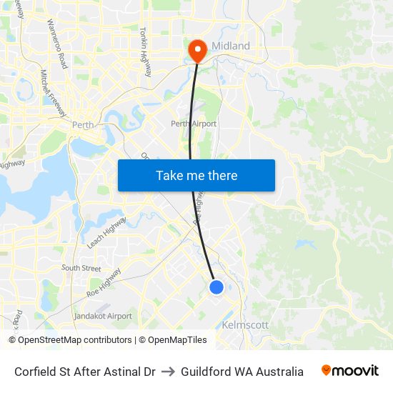 Corfield St After Astinal Dr to Guildford WA Australia map