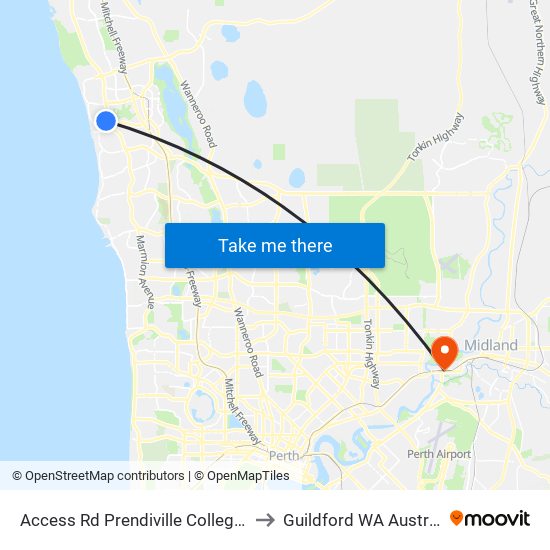 Access Rd Prendiville College S1 to Guildford WA Australia map