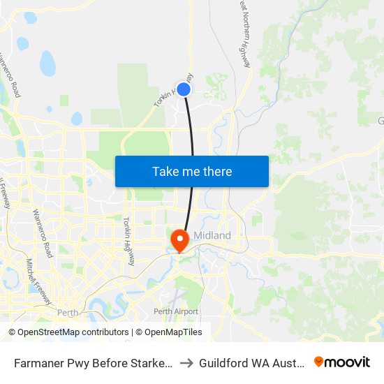 Farmaner Pwy Before Starke Turn to Guildford WA Australia map