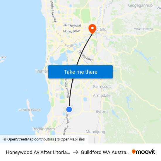 Honeywood Av After Litoria Dr to Guildford WA Australia map