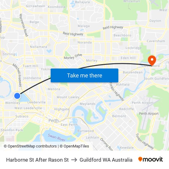 Harborne St After Rason St to Guildford WA Australia map