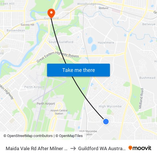 Maida Vale Rd After Milner Rd to Guildford WA Australia map