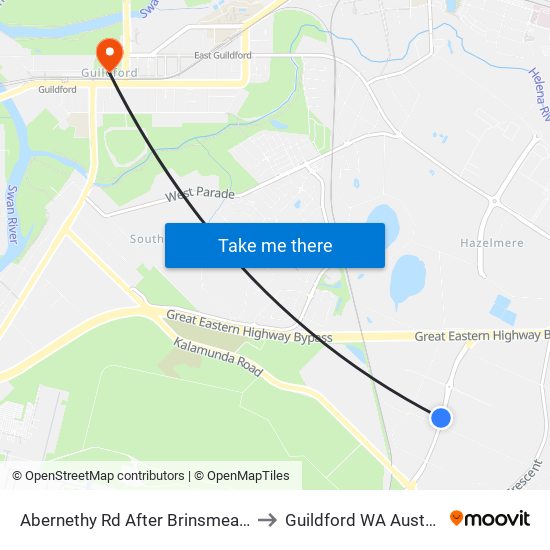 Abernethy Rd After Brinsmead Rd to Guildford WA Australia map