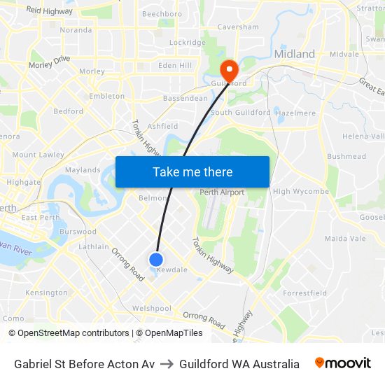 Gabriel St Before Acton Av to Guildford WA Australia map