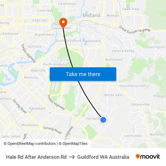 Hale Rd After Anderson Rd to Guildford WA Australia map