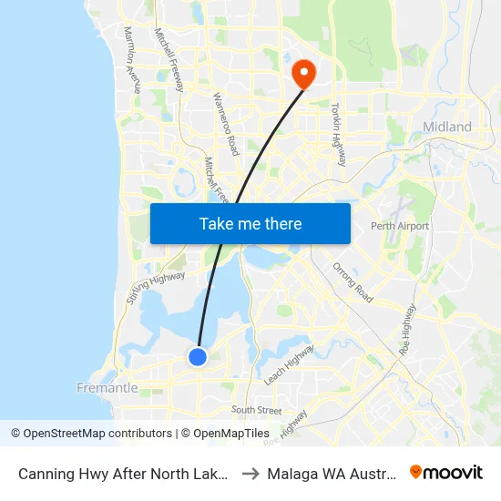 Canning Hwy After North Lake Rd to Malaga WA Australia map