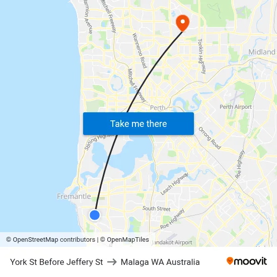 York St Before Jeffery St to Malaga WA Australia map