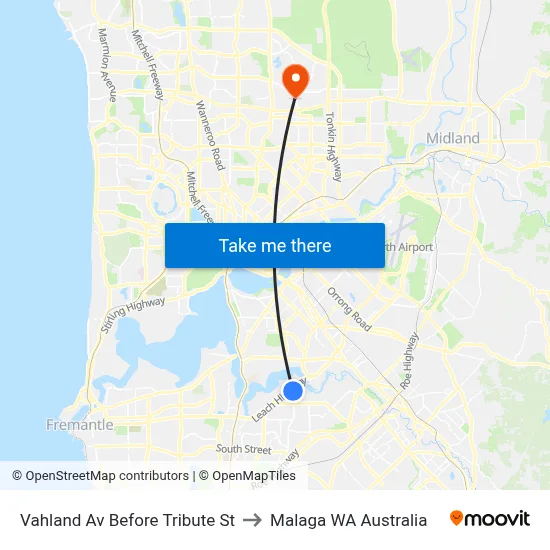 Vahland Av Before Tribute St to Malaga WA Australia map