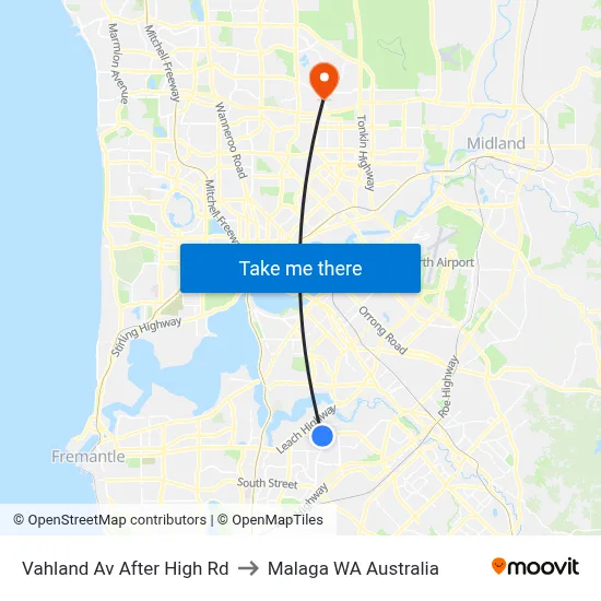 Vahland Av After High Rd to Malaga WA Australia map