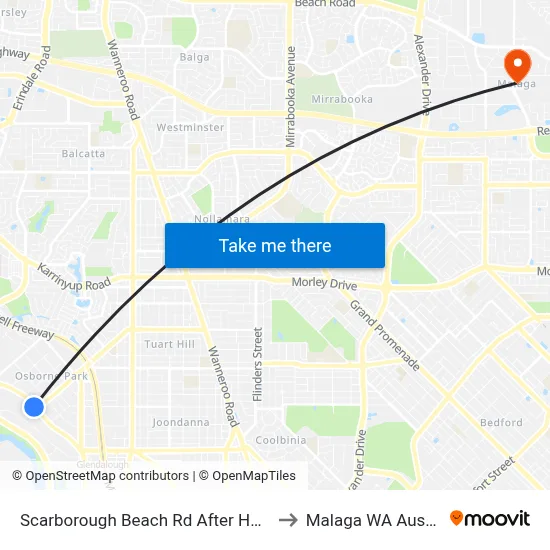 Scarborough Beach Rd After Hutton St to Malaga WA Australia map