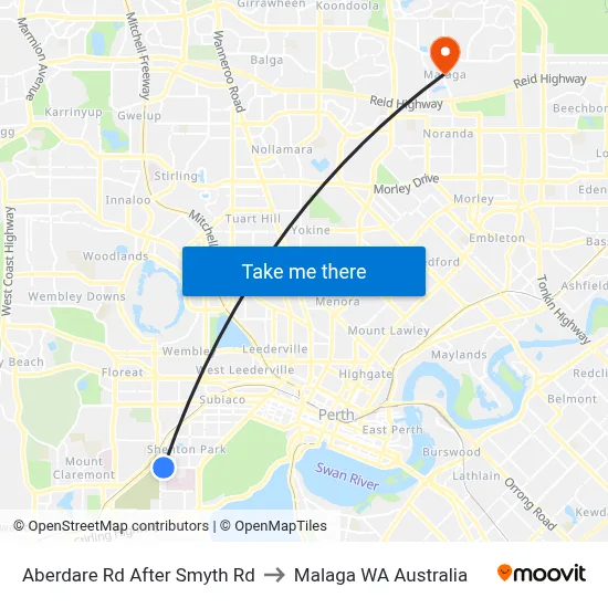 Aberdare Rd After Smyth Rd to Malaga WA Australia map