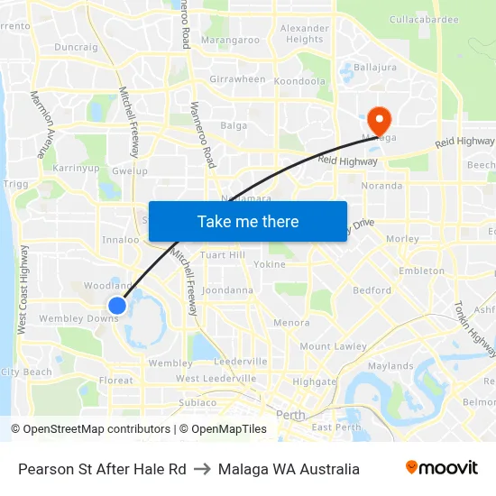 Pearson St After Hale Rd to Malaga WA Australia map
