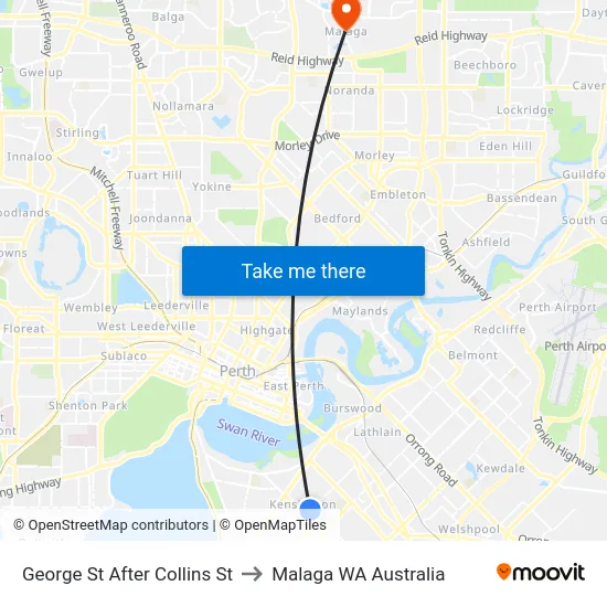 George St After Collins St to Malaga WA Australia map