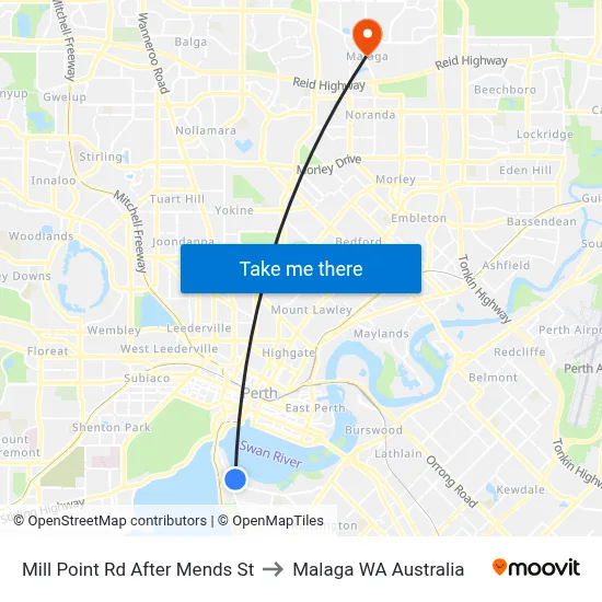 Mill Point Rd After Mends St to Malaga WA Australia map