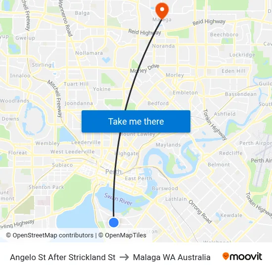 Angelo St After Strickland St to Malaga WA Australia map