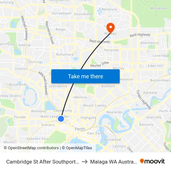 Cambridge St After Southport St to Malaga WA Australia map