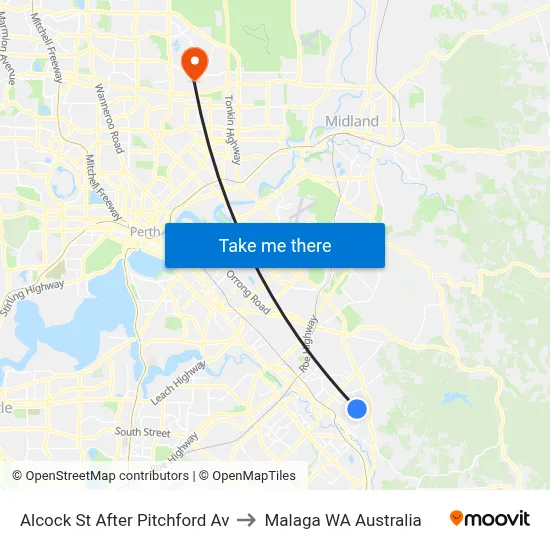 Alcock St After Pitchford Av to Malaga WA Australia map