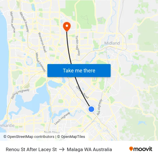 Renou St After Lacey St to Malaga WA Australia map