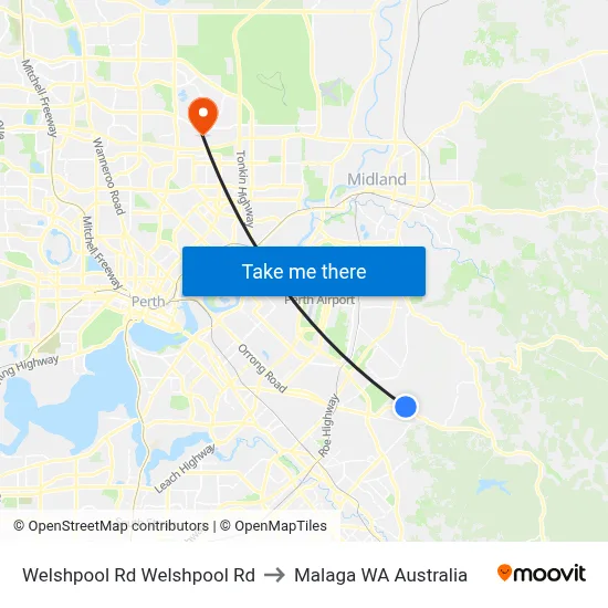 Welshpool Rd Welshpool Rd to Malaga WA Australia map