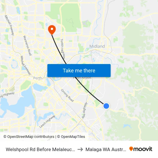 Welshpool Rd Before Melaleuca Rd to Malaga WA Australia map