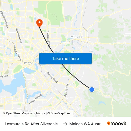 Lesmurdie Rd After Silverdale Rd to Malaga WA Australia map