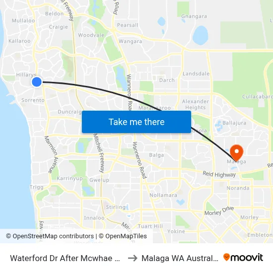 Waterford Dr After Mcwhae Rd to Malaga WA Australia map