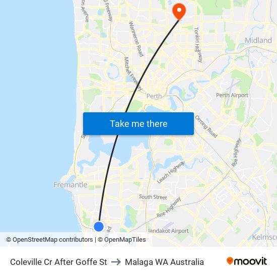 Coleville Cr After Goffe St to Malaga WA Australia map