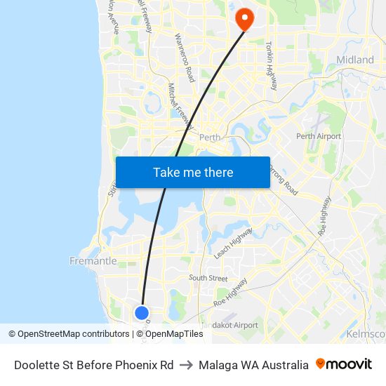 Doolette St Before Phoenix Rd to Malaga WA Australia map