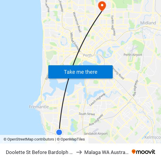 Doolette St Before Bardolph Rd to Malaga WA Australia map