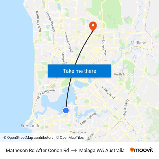 Matheson Rd After Conon Rd to Malaga WA Australia map