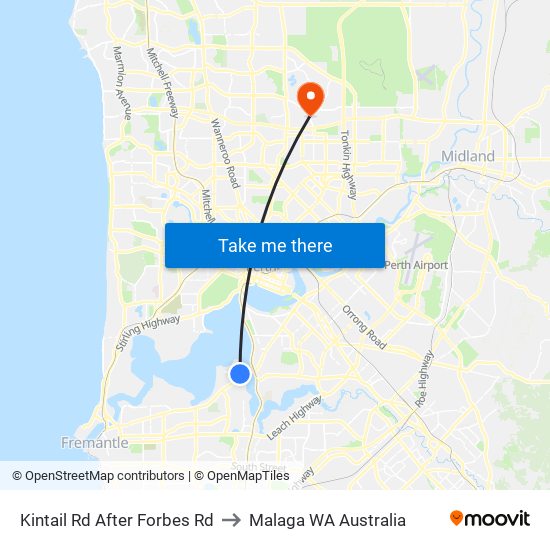 Kintail Rd After Forbes Rd to Malaga WA Australia map