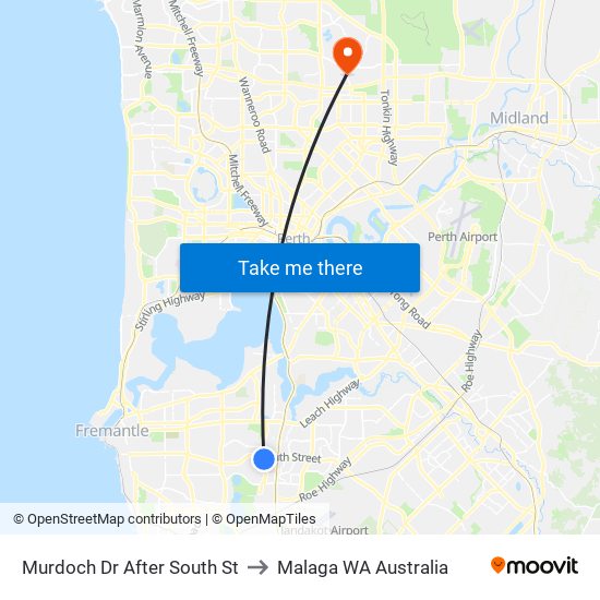 Murdoch Dr After South St to Malaga WA Australia map
