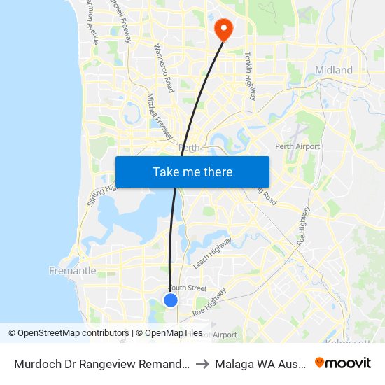 Murdoch Dr Rangeview Remand Centre to Malaga WA Australia map