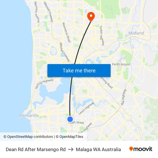 Dean Rd After Marsengo Rd to Malaga WA Australia map