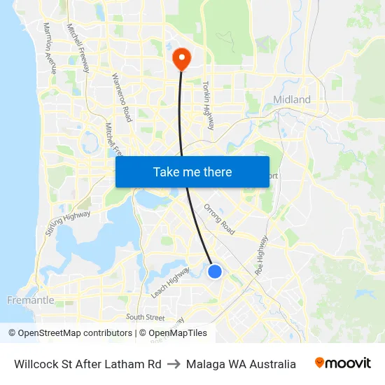 Willcock St After Latham Rd to Malaga WA Australia map