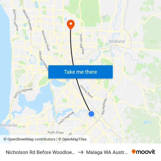 Nicholson Rd Before Woodloes St to Malaga WA Australia map