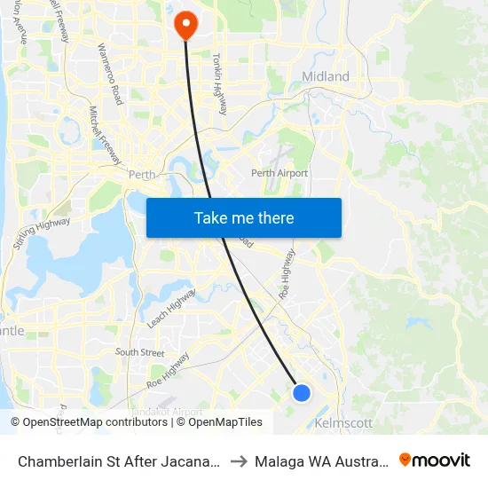 Chamberlain St After Jacana Pl to Malaga WA Australia map