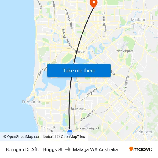 Berrigan Dr After Briggs St to Malaga WA Australia map
