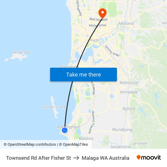 Townsend Rd After Fisher St to Malaga WA Australia map