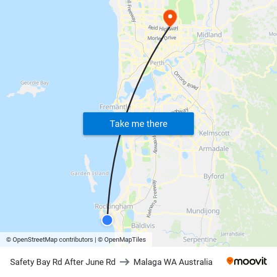Safety Bay Rd After June Rd to Malaga WA Australia map