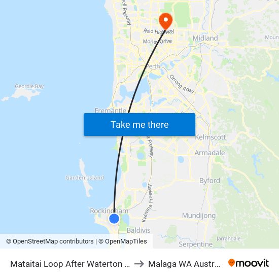 Mataitai Loop After Waterton Wy to Malaga WA Australia map