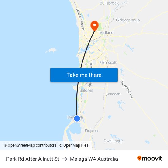 Park Rd After Allnutt St to Malaga WA Australia map