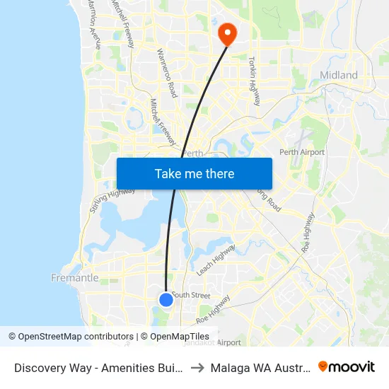 Discovery Way - Amenities Building to Malaga WA Australia map